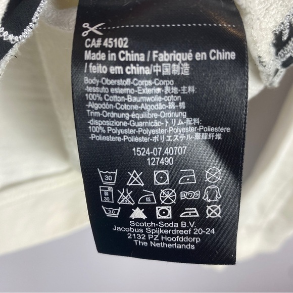 SCOTCH & Soda White Black Embroidered Sheer Detail Sweater Small - Picture 8 of 16